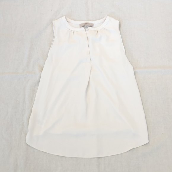 LOFT Sleeveless Cream-Colored Top - XXS Petite - Picture 1 of 13